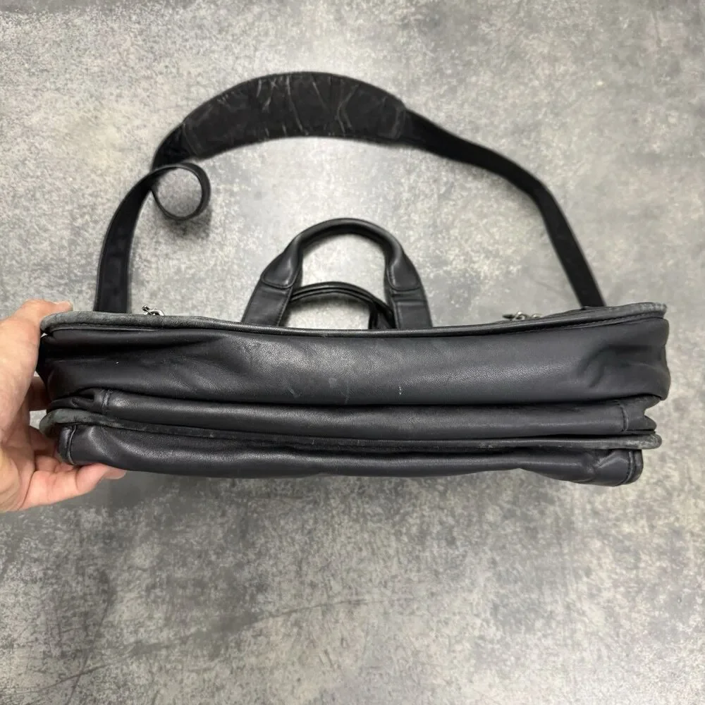 Tumi Leather Briefcase Laptop Bag Black Model 96130D4 Executive Work